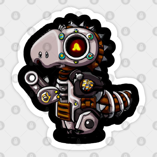 Steampunk Kawaii Dragon Robot Sticker by maxdax